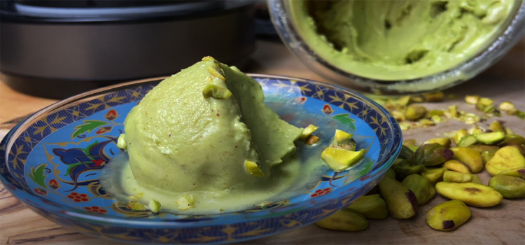 pistachio ice cream on a plate