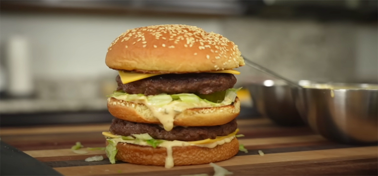 Big Mac Burger on a Wooden Board