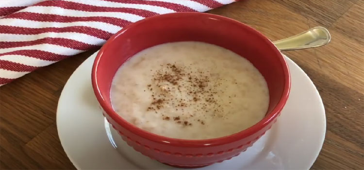 Bowl of  Oatmeal with Milk and Cinnamon