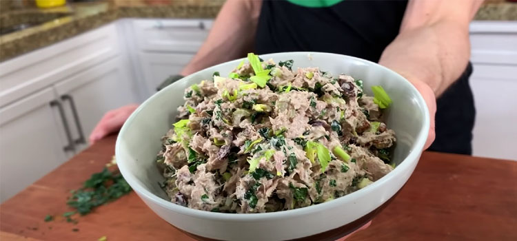 Bowl of Tuna Salad With Kale, Pecans, & Avocado Oil