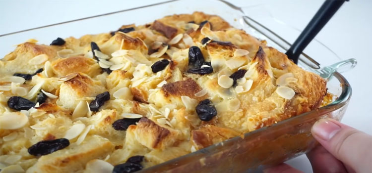 Bread Pudding on a Baking Glass Pan