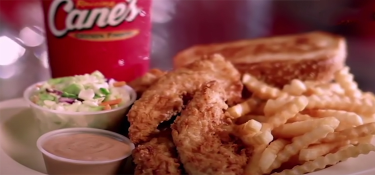 Raising Canes Chicken fingers with Fries , Gravy and Salad