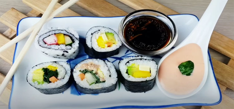 Sushi with Dipping Sauce