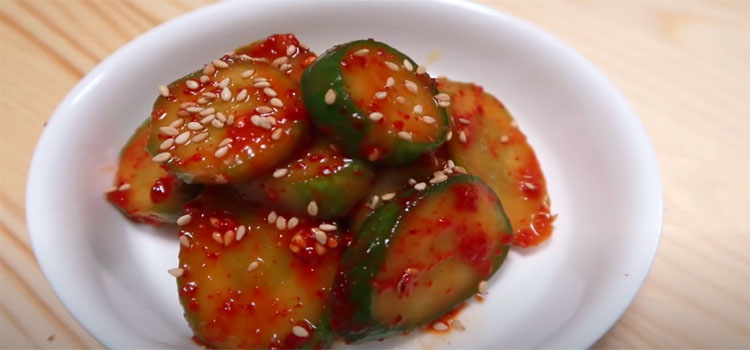 Cucumber Kimchi on a Plate