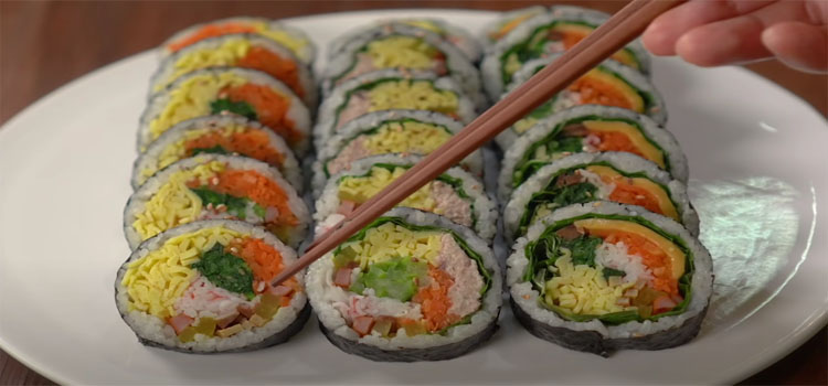 Kimbap on a White Plate