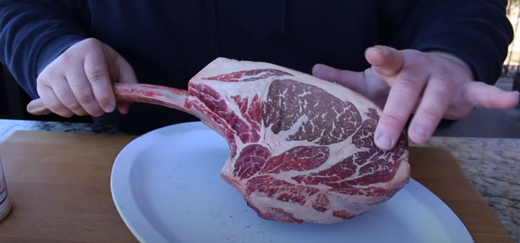 Person Holding Tomahawk Steak