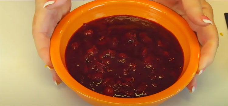 Person Holding Bowl of Cranberry Sauce