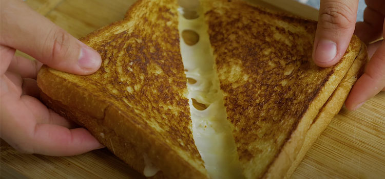 Person Holding Grilled Cheese