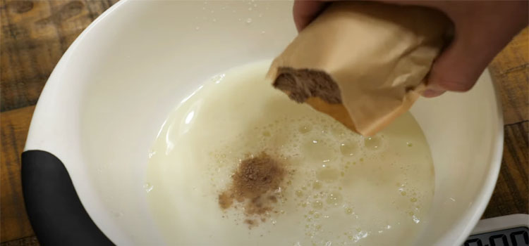 Pouring Jello Instant Pudding on a Bowl of Milk