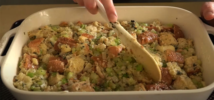 Stuffing on a Baking Pan