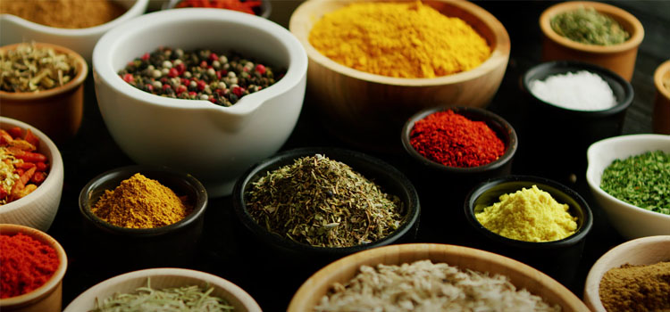 bowls with different spices