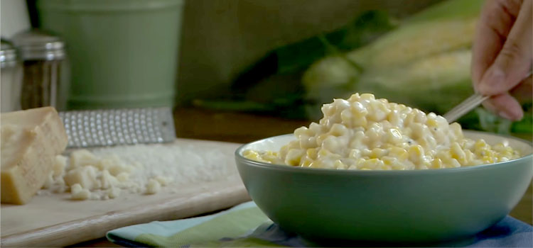 Cream Corn on a Glass Bowl